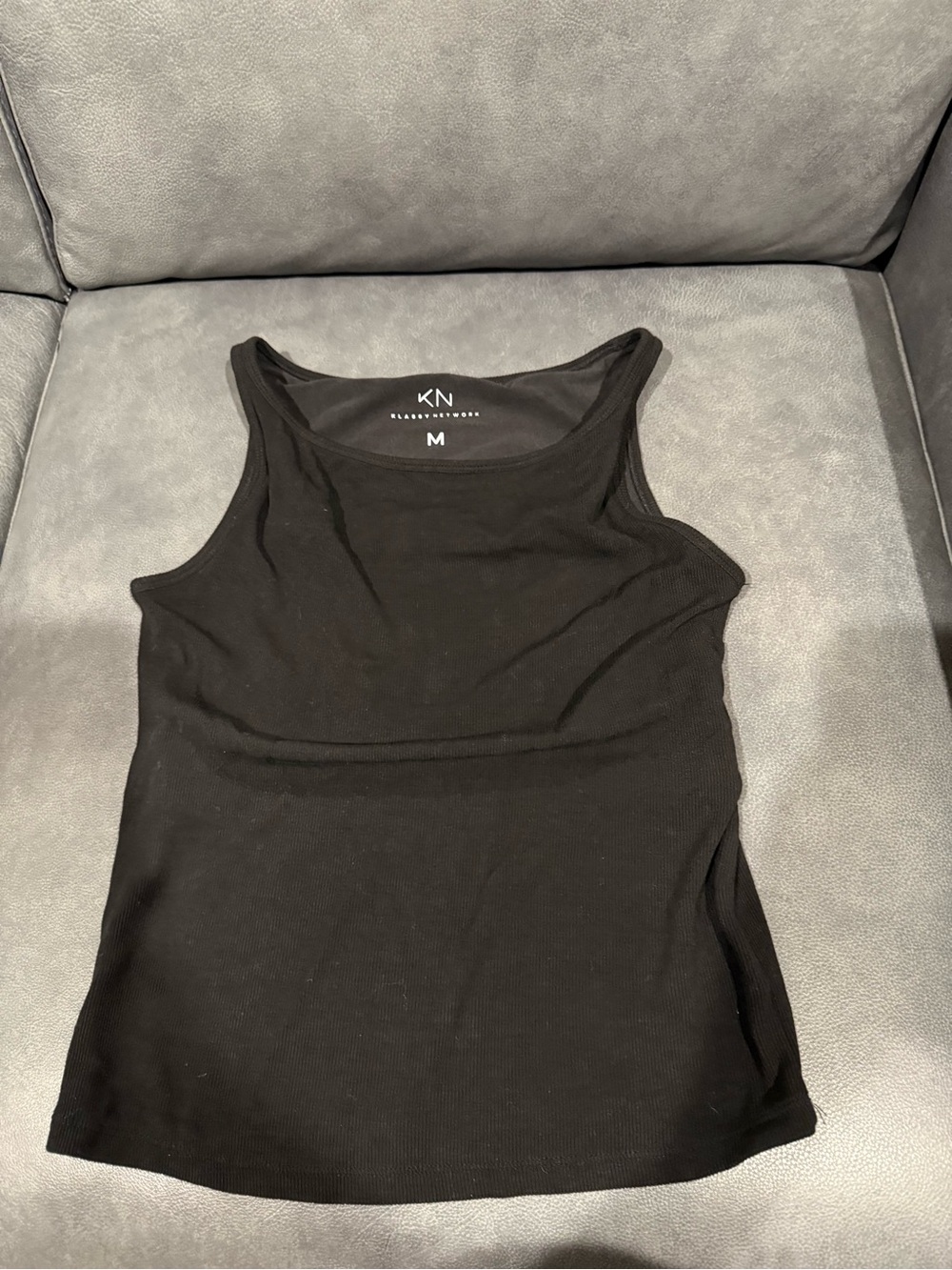 Klassy Network Black Ribbed Tank Top